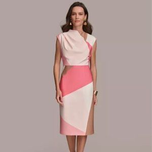 NWT Donna Karan Women's Colorblocked Scuba Sheath Dress